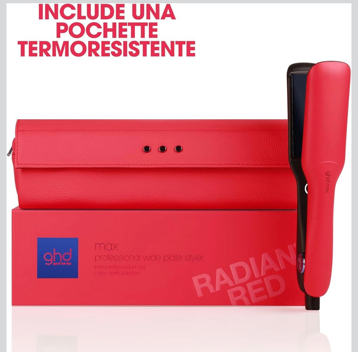 ghd Max Styler - Piastra per capelli con lamelle ampie - Edizione Limitata (Rosso Acceso)